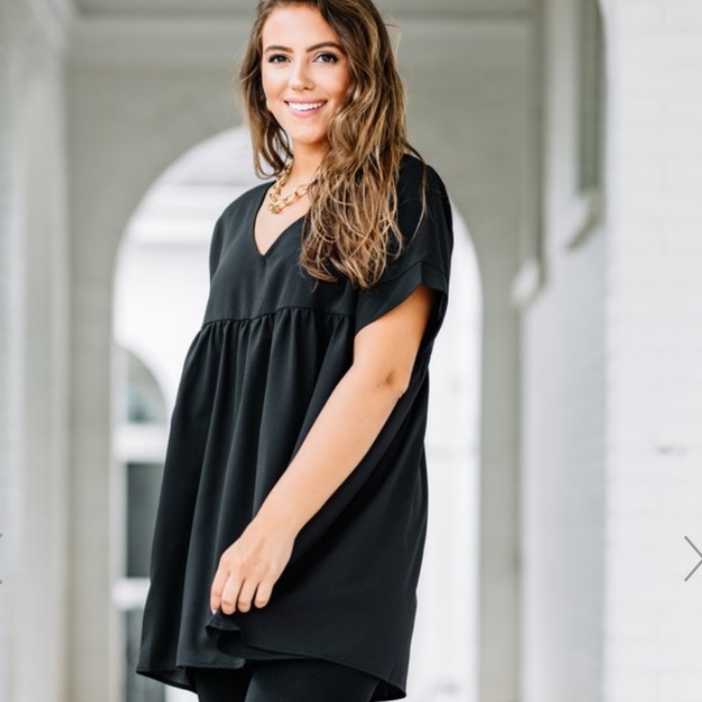 Babydoll Short Sleeve Blouse Sz M - Picture 2 of 6